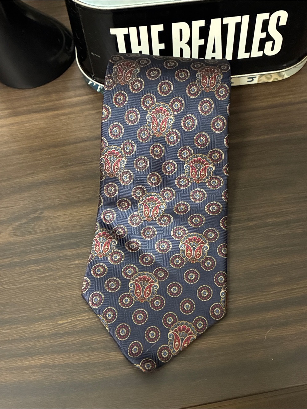 Givenchy Monsieur Vintage 80s Classic Paisley Navy Men's Tie